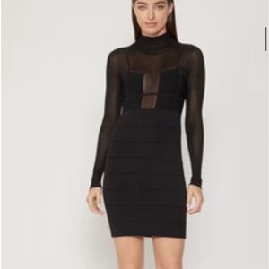 Herve leger shorty mock neck mini dress